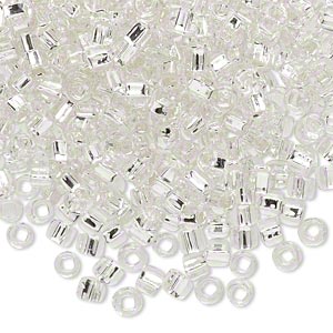 #6 Seed Bead - Clear, silver lined, square hole