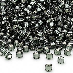 #6 Seed Bead - Gunmetal, silver lined, square hole
