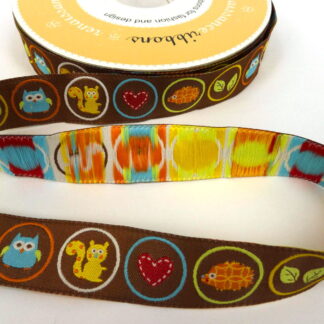 Ribbon - Brown Ground Woodland Creatures