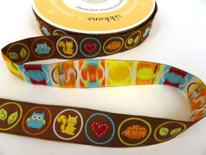 Ribbon - Brown Ground Woodland Creatures