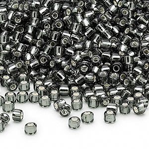 #8 Seed Bead - Gunmetal, silver lined, square hole