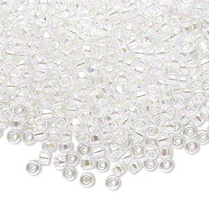 #8 Seed Bead - Clear, rainbow-finish