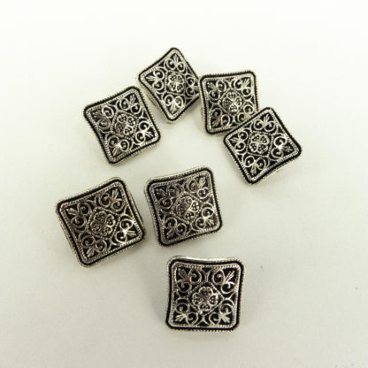 Button - Square silver metal